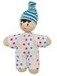 Glückliche Babies Baby Püppchen „bunte Punkte blau gestreifte Mütze“ für Puppenhaus Familie, hape
