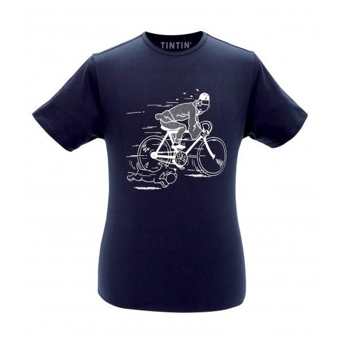 T-Shirt blau Fahrrad der blaue Lotus Tintin Tim und Struppi, Moulinsart